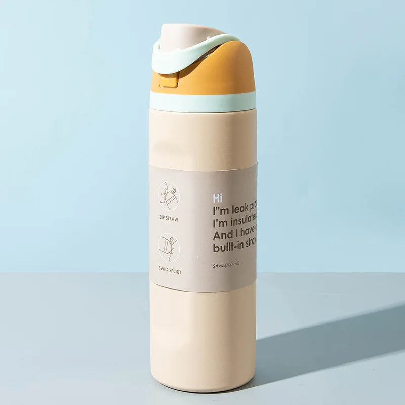 DOUBLE-WALL STAINLESS STEEL THERMOS BOTTLE | Insulated Drink Mug with Handle – Perfect for Sports & Outdoor