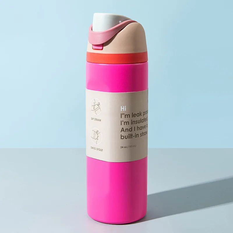 DOUBLE-WALL STAINLESS STEEL THERMOS BOTTLE | Insulated Drink Mug with Handle – Perfect for Sports & Outdoor